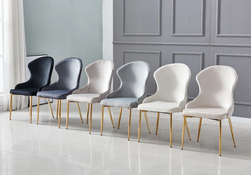 Chaise velours gris capitonnée et or - Hilton x4