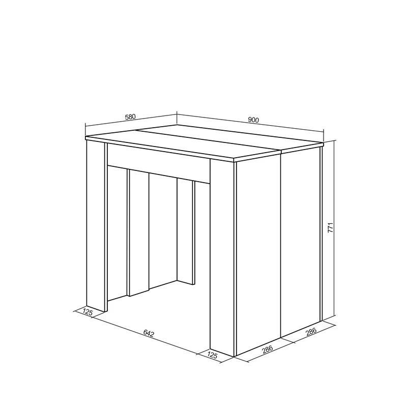 Table console extensible, 220, Pour 10 personnes, Blanc