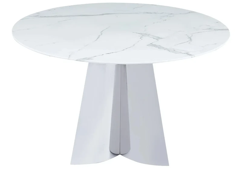 Table à manger ronde marbre blanc - Axel