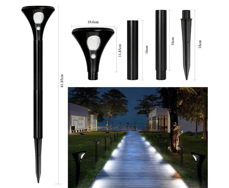 Lot de 2 lampes solaires Spike - Éclairage d'allée de jardin