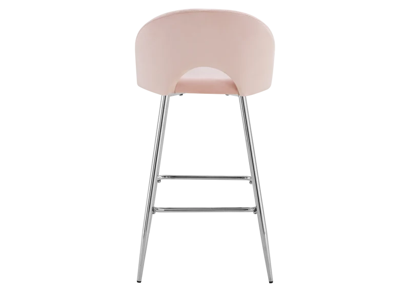 Chaise de bar dossier ouvert en velours rose - Talia x2