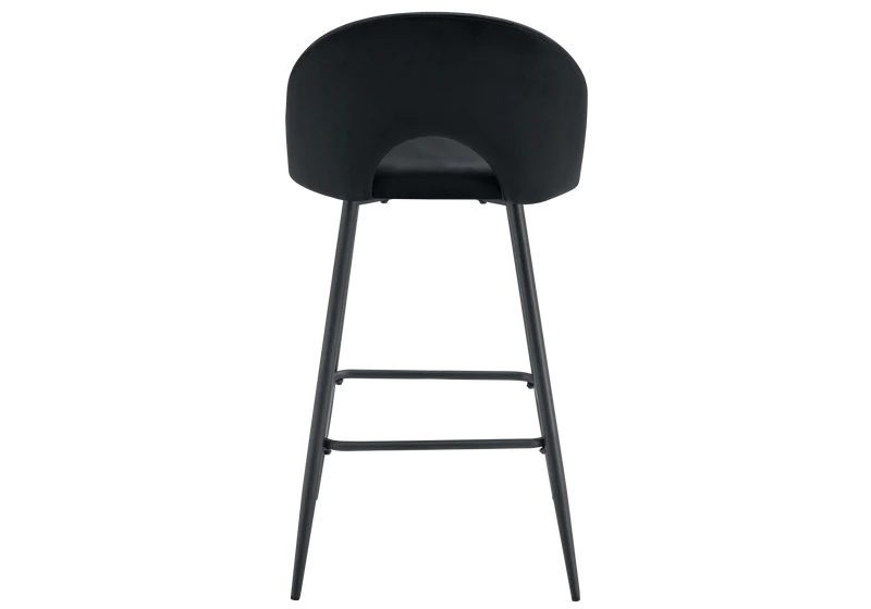Chaise de bar dossier ouvert en velours noir - Talia x2