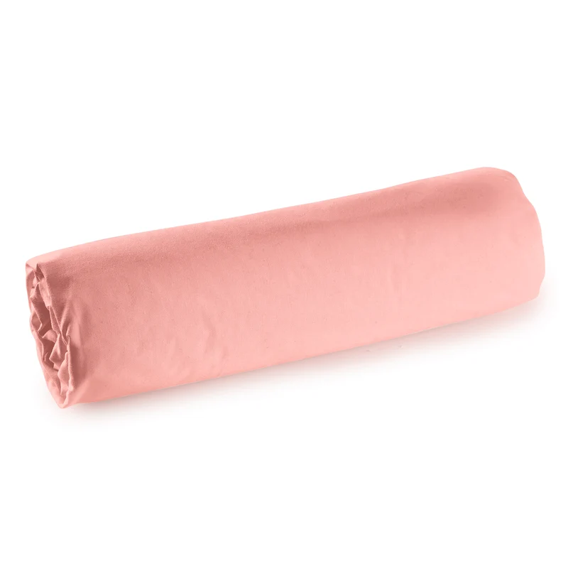Drap housse Percale 140 x 190 cm Pur Coton Peigné Longues Fibres 80 Fils/cm² Rose Poudré