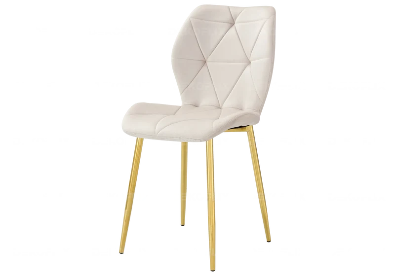 Chaise coquillage en velours beige et pieds dorés - Nava x4