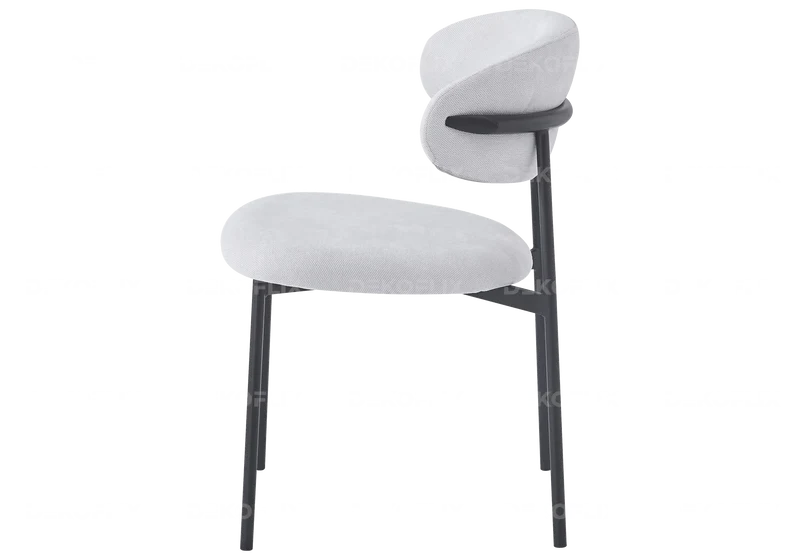Chaise de table velours beige pieds noir - Asna x4