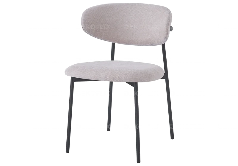 Chaise de table velours taupe pieds noir - Asna x4
