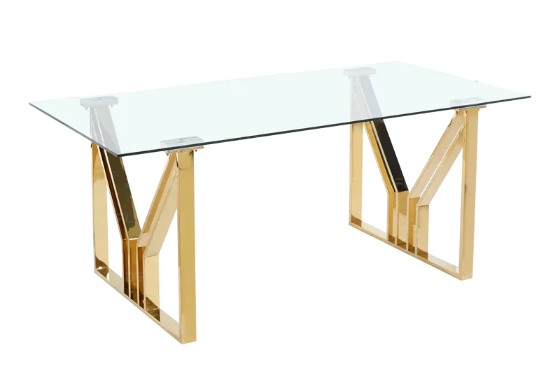 Table et chaises salle à manger dorées noires - Uris