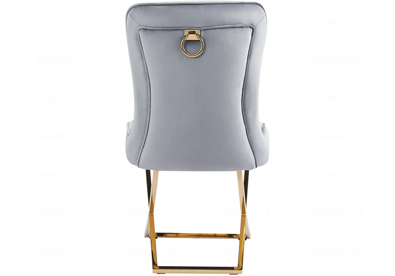 Chaises velours gris doré avec anneau - Ursi x2