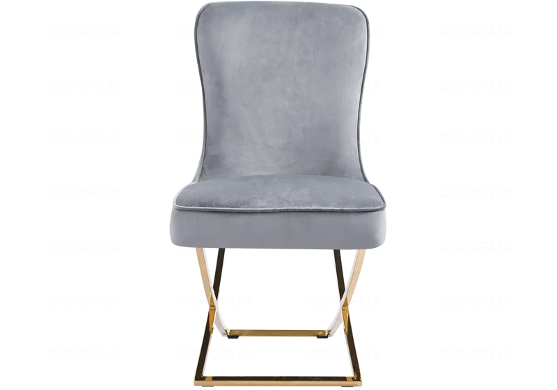 Chaises velours gris doré avec anneau - Ursi x2