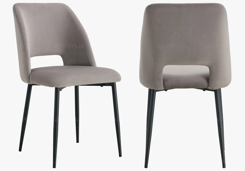 Table ronde et chaises noires grises - Joy