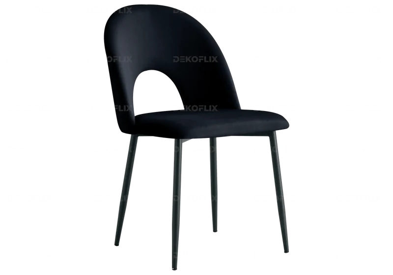 Table noire marbre blanc et chaises noires - Clara