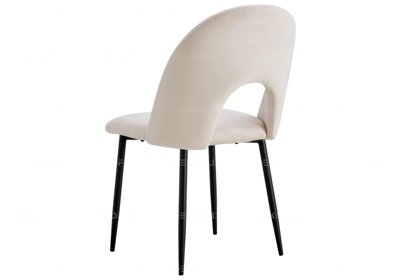 Table noire marbre blanc et chaises beiges - Clara