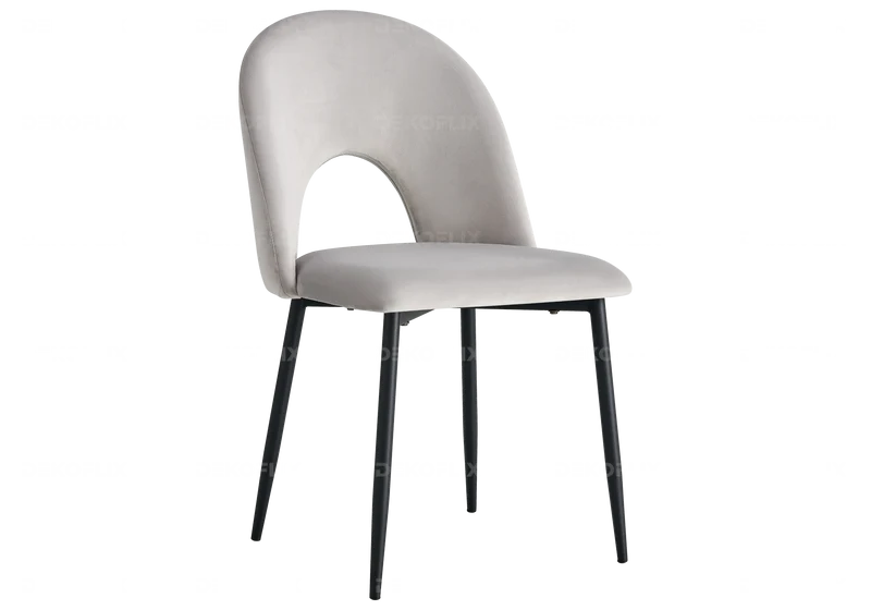 Table noire marbre blanc et chaises grises - Clara
