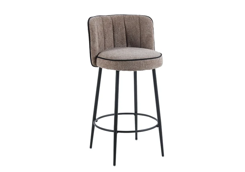 Chaises hautes de bar tissu taupe - Mody x2