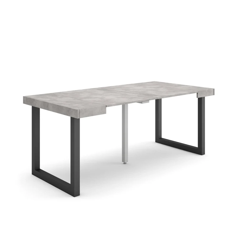 Table console extensible blanche 180 cm - Jusqu’à 8 personnes - Pieds en bois massif noirs en U