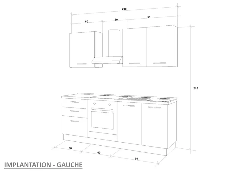 Cuisine Avec Électroménager Titane Chêne STAR 210