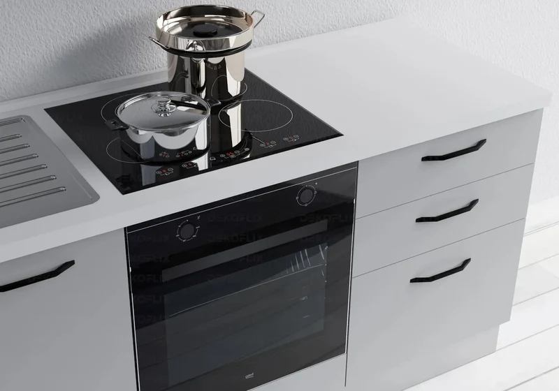 Cuisine Avec Électroménager Gris Chêne STAR 210