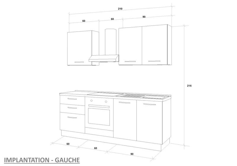 Cuisine Avec Électroménager Gris Chêne STAR 210