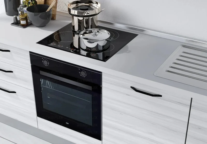 Cuisine Intégrée Chêne Gris STAR 240 - Électroménager Inclus