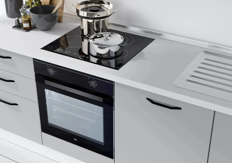 Cuisine Intégrée Gris Chêne STAR 240 - Électroménager Inclus