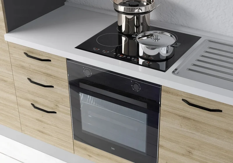 Cuisine Complète Chêne Titane STAR 255 - Électroménager Inclus