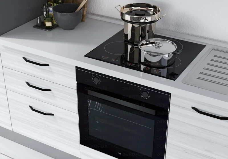 Cuisine Aménagée Chêne Gris STAR 270 - Électroménager Inclus