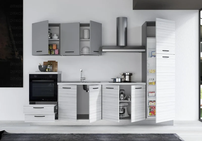 Cuisine Chêne Gris STAR 300 - Électroménager Inclus