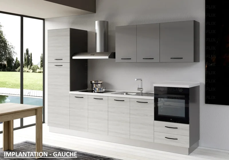 Cuisine Chêne Gris STAR 300 - Électroménager Inclus