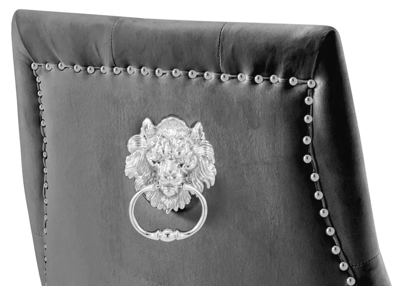 Chaise capitonnée cloutée velours anthracite - Gia x4