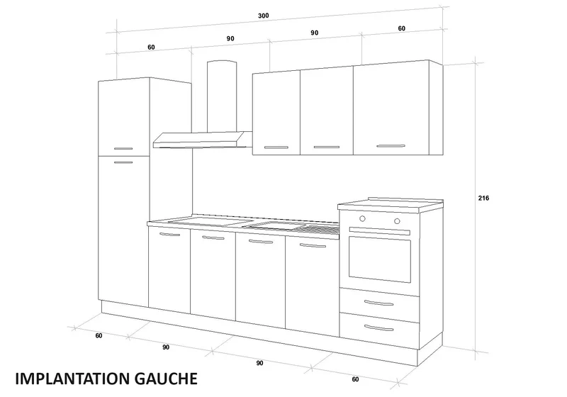 Cuisine Chêne Titane STAR 300 - Électroménager Inclus
