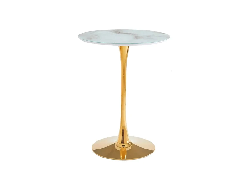 Ensemble table chaise bar dorée marbre blanc - Viola