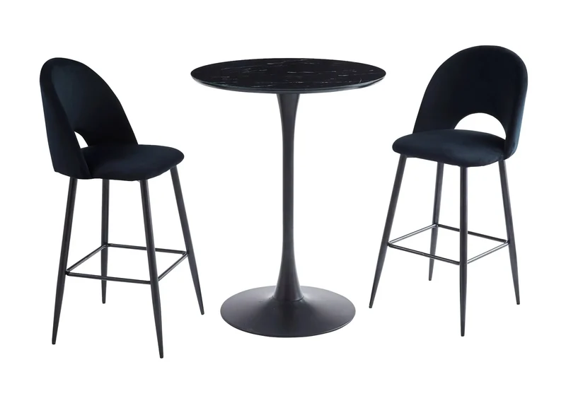 Ensemble table chaise bar dorée marbre blanc - Viola