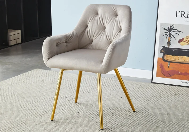 Ensemble table chaise dorée marbre beige - Versus