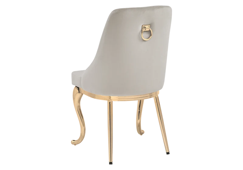 Chaises baroques velours taupe anneau doré - Nina x2
