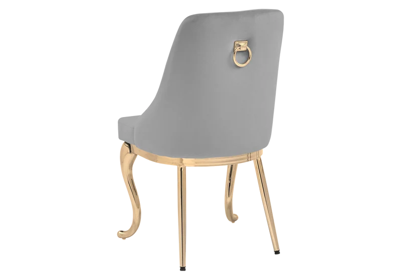 Chaises baroques velours gris anneau doré - Nina x2
