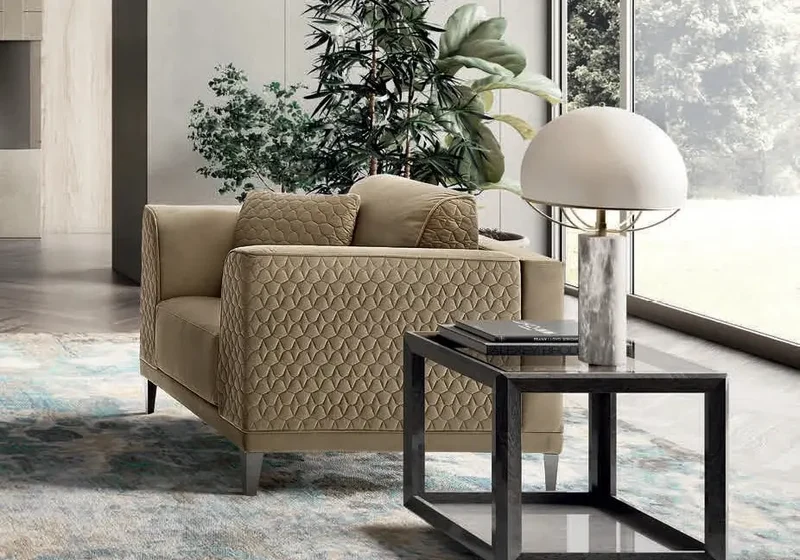 Canapé design capitonné beige ELFY