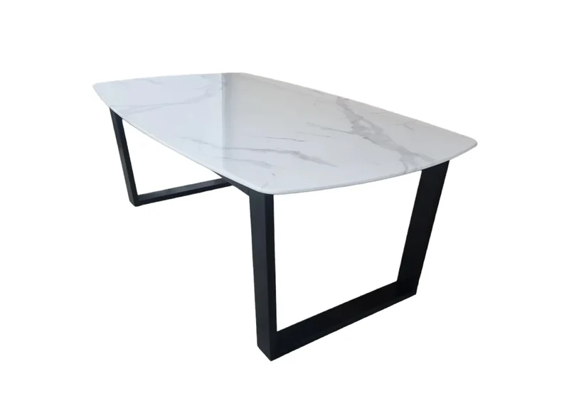 Table à manger noire marbre blanc - Lyly