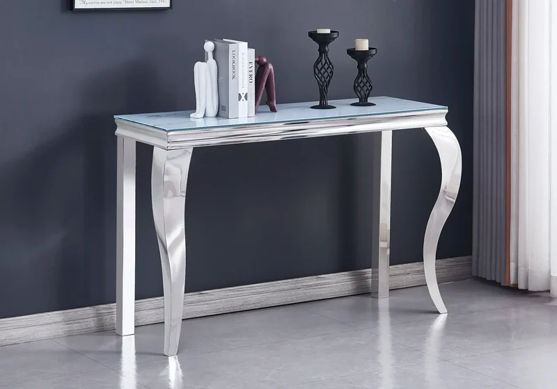 Console argentée marbre blanc - Maja