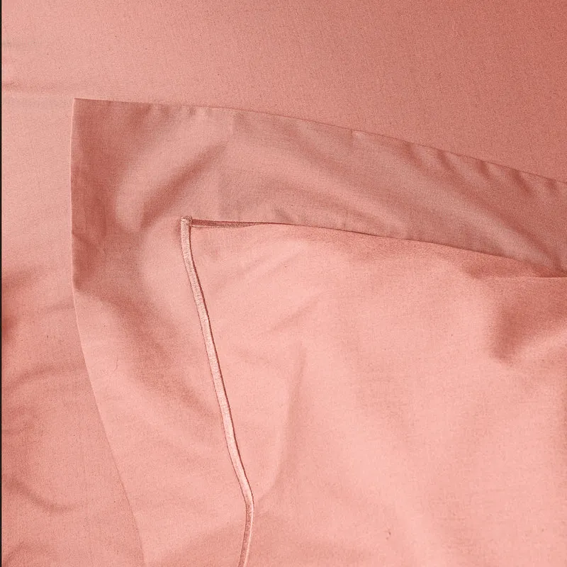 Taie d'oreiller Percale 65 x 65 cm Pur Coton Peigné Longues Fibres 80 Fils/cm² Rose poudré