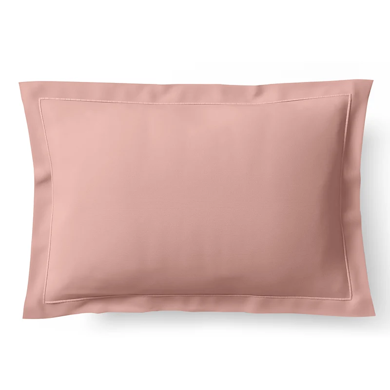 Taie d'oreiller Percale 65 x 65 cm Pur Coton Peigné Longues Fibres 80 Fils/cm² Rose poudré