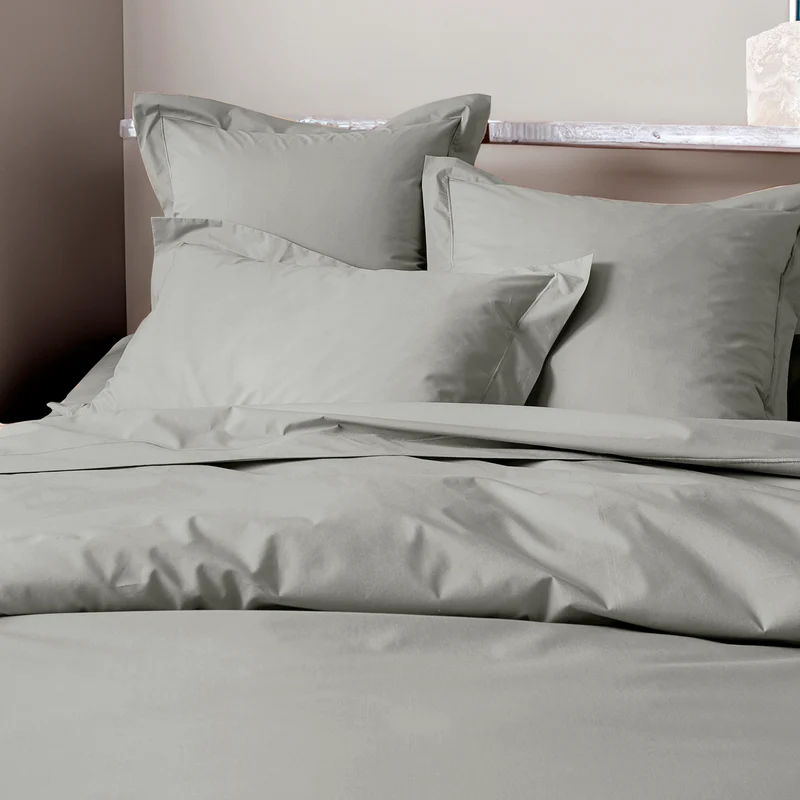Taie d'oreiller Percale 65 x 65 cm Pur Coton Peigné Longues Fibres 80 Fils/cm² Perle