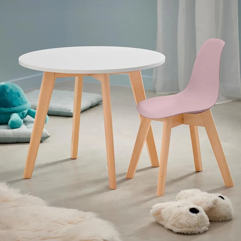 Chaise enfant, pieds bois massif, 38x31xH47 cm-ICE