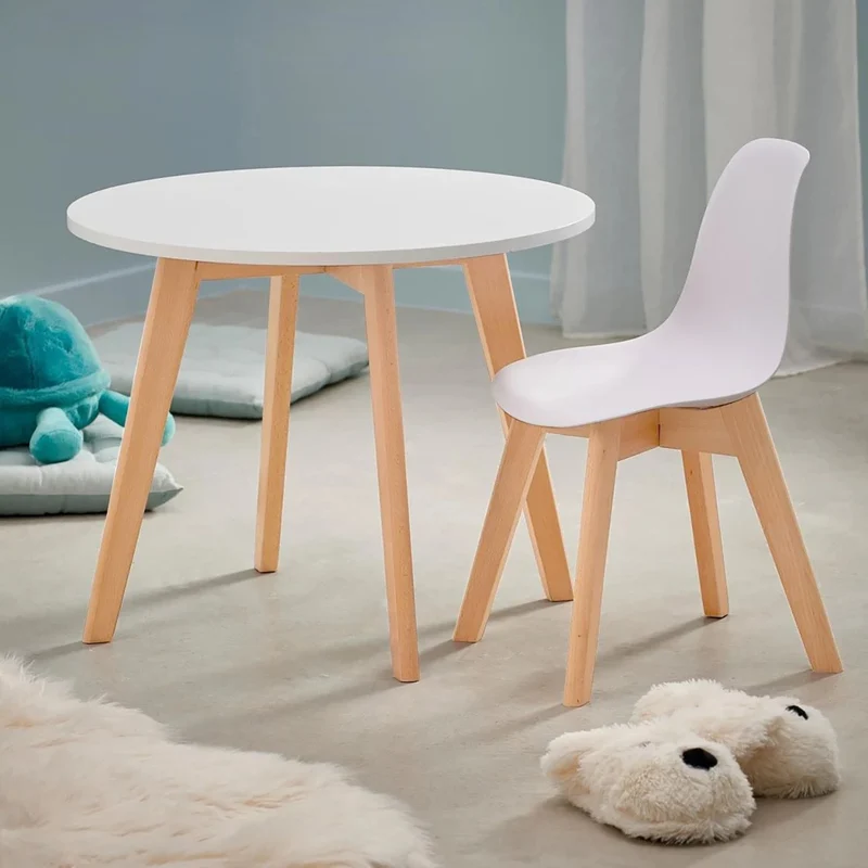 Chaise enfant, pieds bois massif, 38x31xH47 cm-ICE
