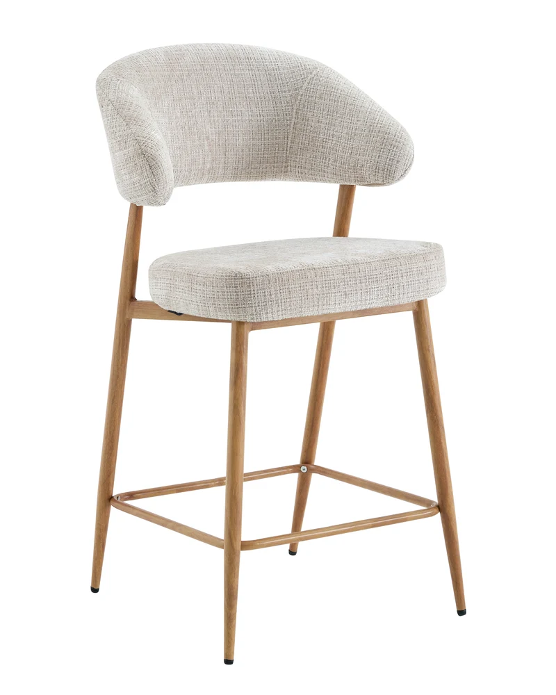 Chaise haute tabouret de bar en tissu anti tache, 55x52,5xH95CM - LUCIA (hauteur assise - 64cm)