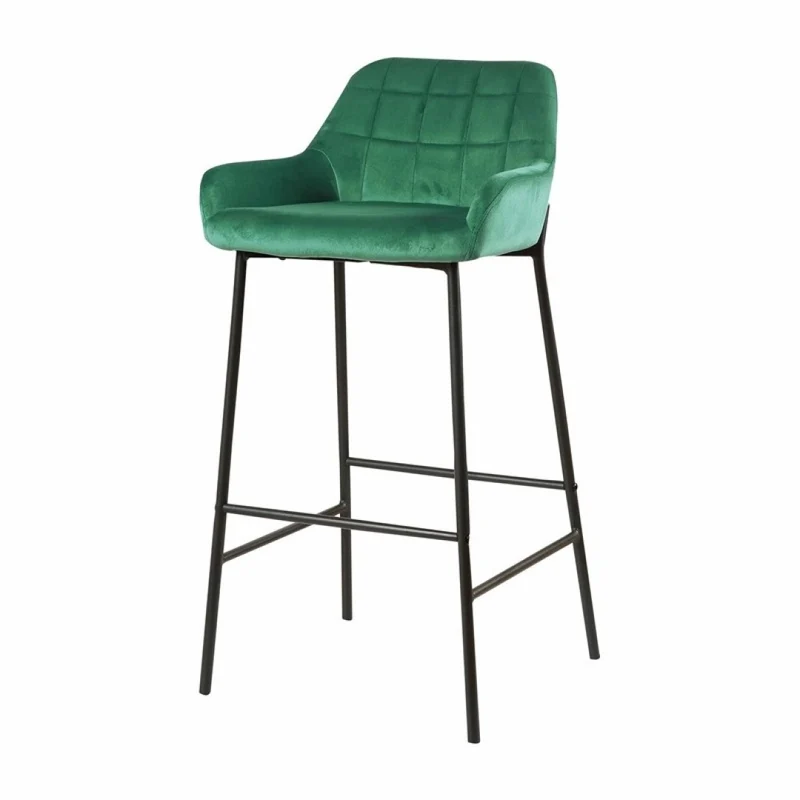 Tabouret de bar en Velours antitache Hauteur assise 75cm - KATEL