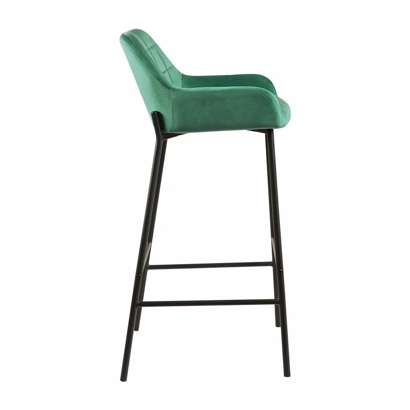 Tabouret de bar en Velours antitache Hauteur assise 75cm - KATEL
