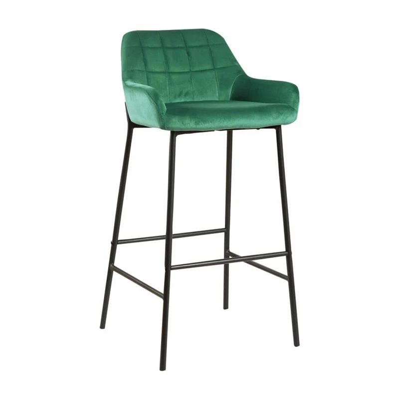 Tabouret de bar en Velours antitache Hauteur assise 75cm - KATEL