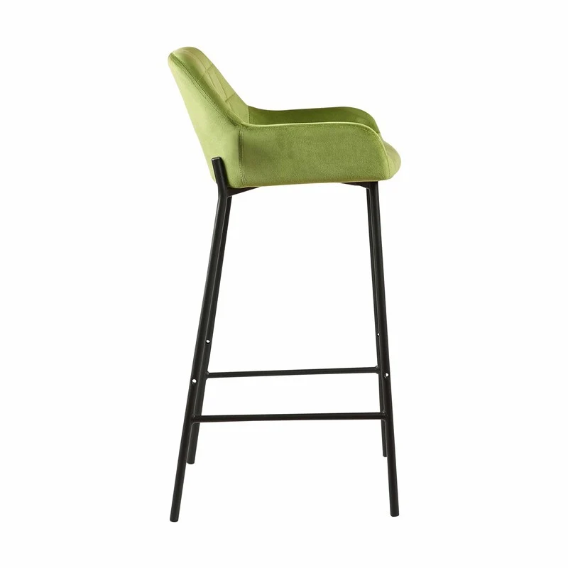 Tabouret de bar en Velours antitache Hauteur assise 75cm - KATEL