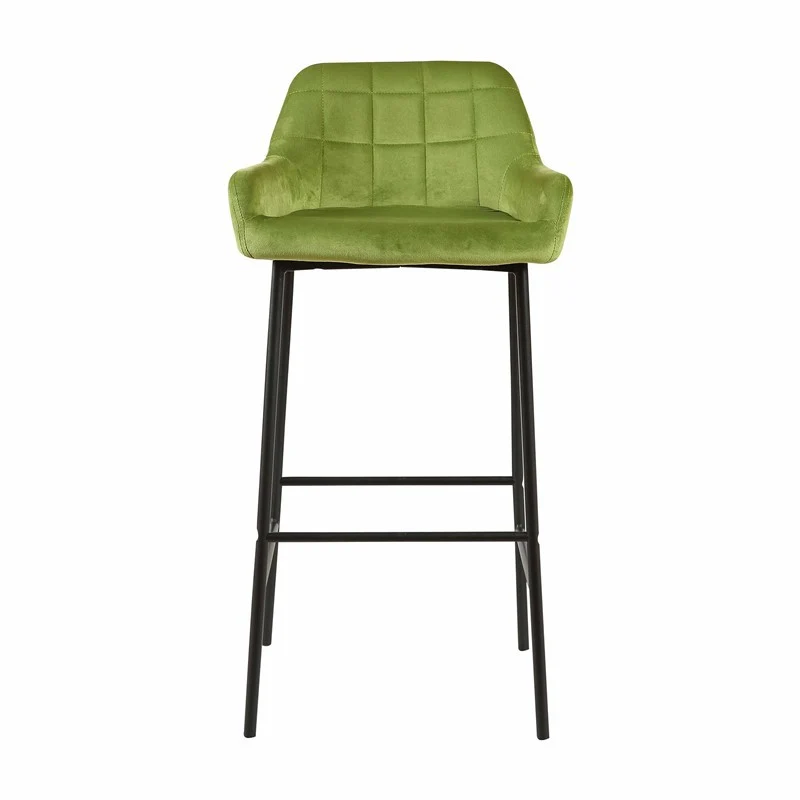 Tabouret de bar en Velours antitache Hauteur assise 75cm - KATEL