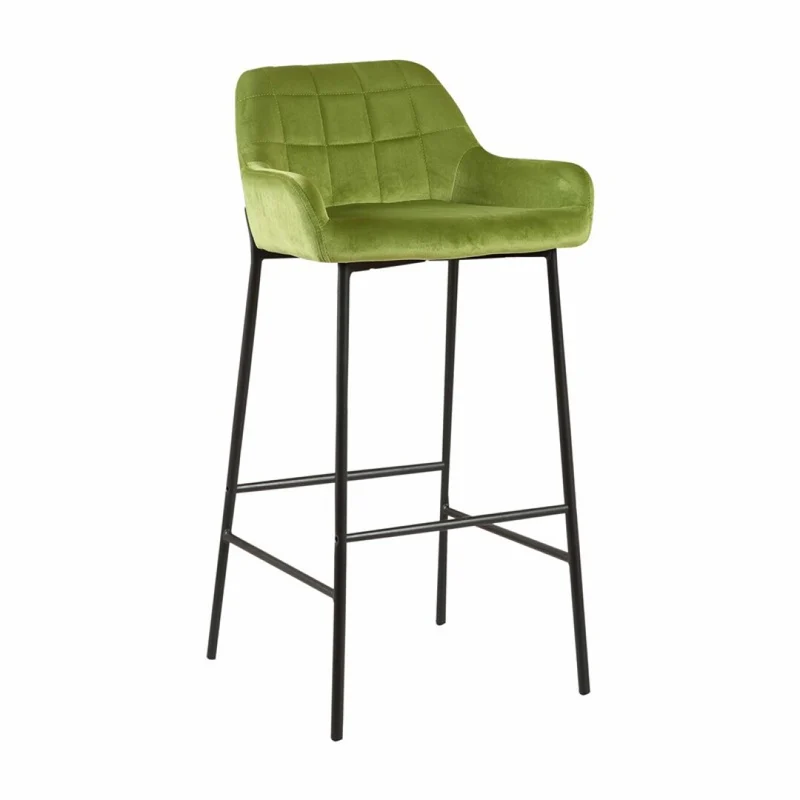 Tabouret de bar en Velours antitache Hauteur assise 75cm - KATEL